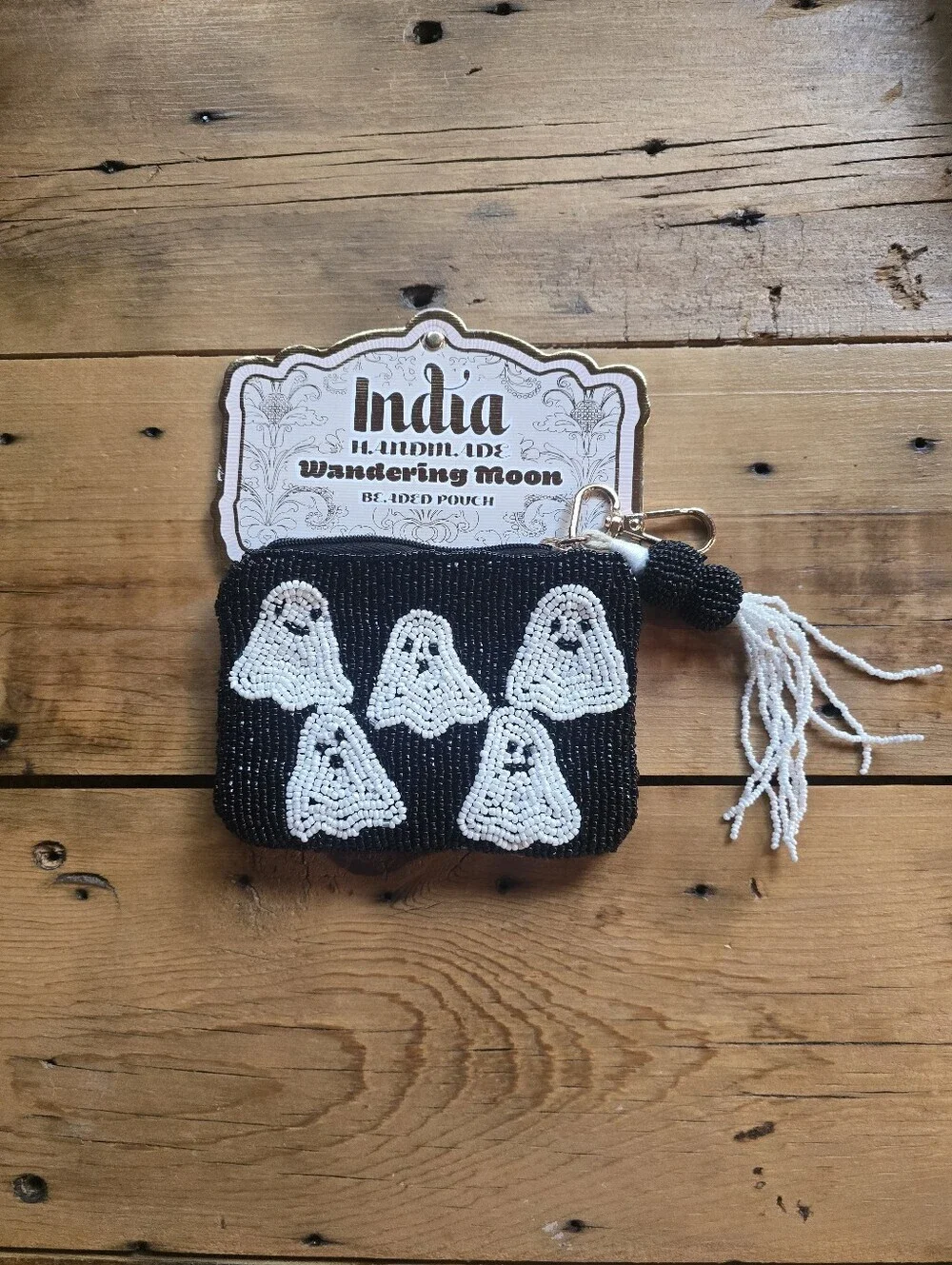 Wandering Moon Handbeaded Halloween Ghost Clutch